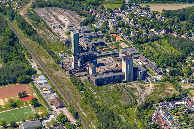 Aerial view, New Westerholt Colliery, Hassel, Gelsenkirchen, Ruhr area, North Rhine-Westphalia, Germany, DE, Europe, birds-eyes view, aerial photography, aerial photography, overview, overview, bird's eye view