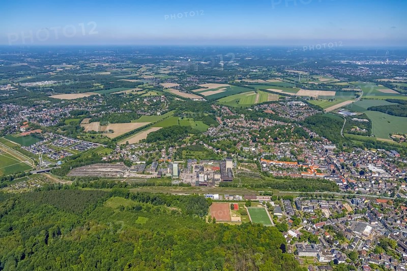 Aerial view, New Westerholt Colliery, Hassel, Gelsenkirchen, Ruhr area, North Rhine-Westphalia, Germany, DE, Europe, birds-eyes view, aerial photography, aerial photography, overview, overview, bird's eye view