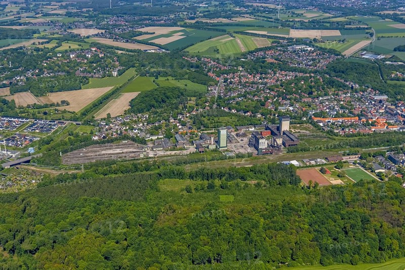 Aerial view, New Westerholt Colliery, Hassel, Gelsenkirchen, Ruhr area, North Rhine-Westphalia, Germany, DE, Europe, birds-eyes view, aerial photography, aerial photography, overview, overview, bird's eye view