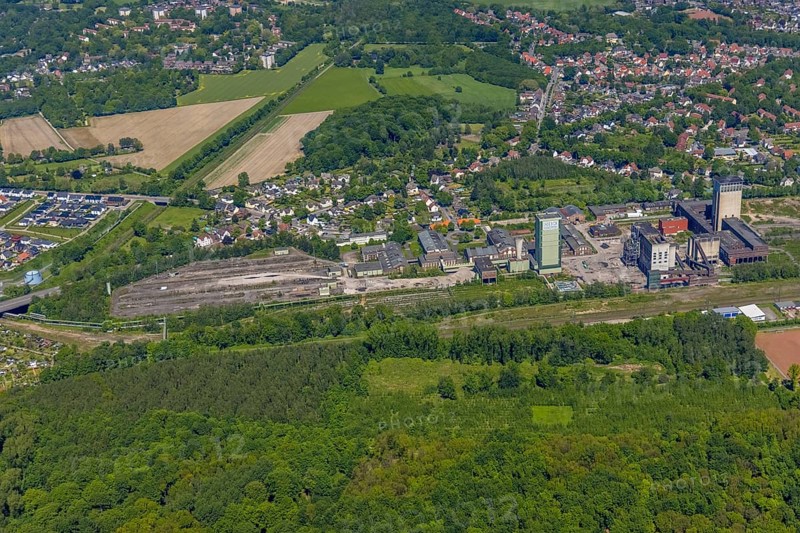 Aerial view, New Westerholt Colliery, Hassel, Gelsenkirchen, Ruhr area, North Rhine-Westphalia, Germany, DE, Europe, birds-eyes view, aerial photography, aerial photography, overview, overview, bird's eye view