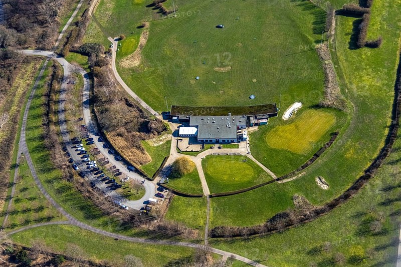 Aerial view, golf course and golf club GC Schloss Horst GmbH, Horst, An der Rennbahn, Gelsenkirchen, Ruhr area, North Rhine-Westphalia, Germany, DE, Europe, golf, golf course, golf club, golf course, golf meadow, Johannastrasse, aerial view, aerial photography, aerial photography, castle, castle park, sports, overview, bird's-eye view, overview