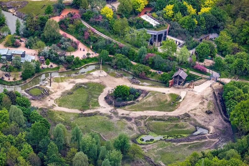 Aerial view, ZOOM Erlebniswelt Zoo, Bismarck, Gelsenkirchen, Ruhr area, North Rhine-Westphalia, Germany, DE, Europe, aerial view, aerial photography, aerial photography, zoo, overview, bird's-eye view, overview