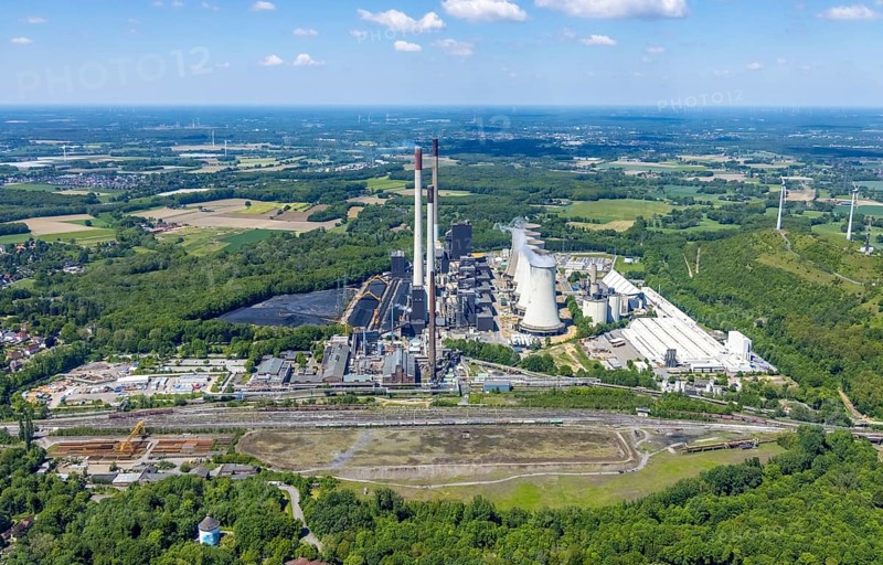 Aerial photo, Scholven power station, Scholven, Gelsenkirchen, Ruhr area, North Rhine-Westphalia, Germany, DE, Europe, power station, aerial photo, aerial photography, aerial photography, overview, bird's-eye view, overview
