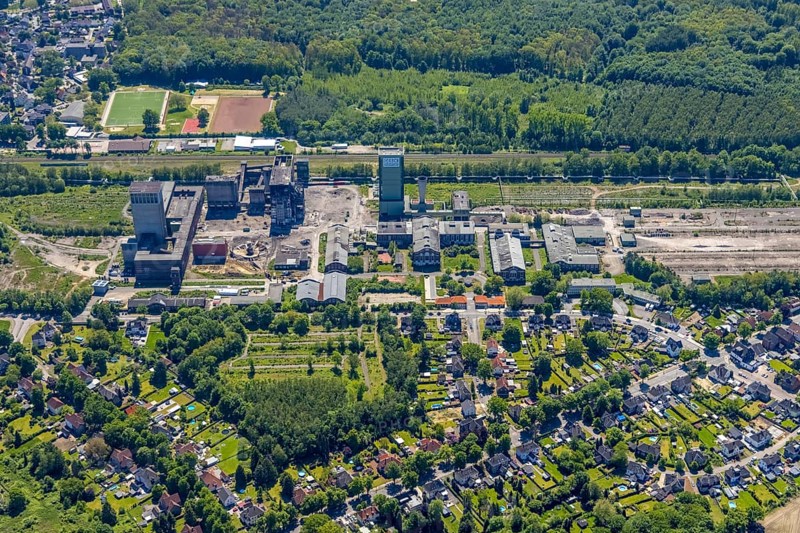 Aerial view, New Westerholt Colliery, Hassel, Gelsenkirchen, Ruhr area, North Rhine-Westphalia, Germany, DE, Europe, birds-eyes view, aerial photography, aerial photography, overview, overview, bird's eye view