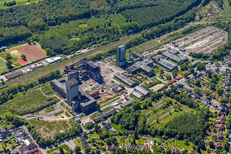 Aerial view, New Westerholt Colliery, Hassel, Gelsenkirchen, Ruhr area, North Rhine-Westphalia, Germany, DE, Europe, birds-eyes view, aerial photography, aerial photography, overview, overview, bird's eye view