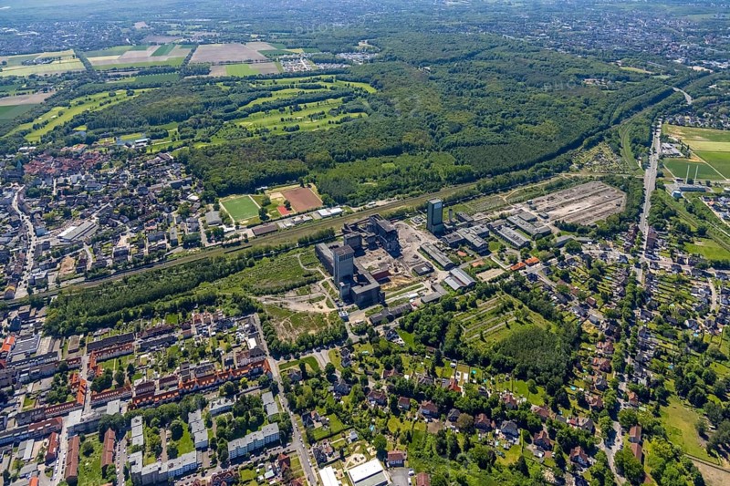 Aerial view, New Westerholt Colliery, Hassel, Gelsenkirchen, Ruhr area, North Rhine-Westphalia, Germany, DE, Europe, birds-eyes view, aerial photography, aerial photography, overview, overview, bird's eye view