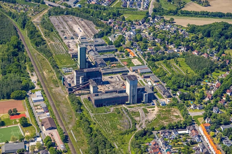 Aerial view, New Westerholt Colliery, Hassel, Gelsenkirchen, Ruhr area, North Rhine-Westphalia, Germany, DE, Europe, birds-eyes view, aerial photography, aerial photography, overview, overview, bird's eye view
