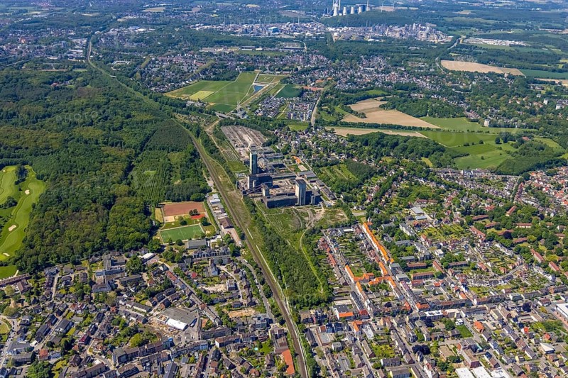 Aerial view, New Westerholt Colliery, Hassel, Gelsenkirchen, Ruhr area, North Rhine-Westphalia, Germany, DE, Europe, birds-eyes view, aerial photography, aerial photography, overview, overview, bird's eye view