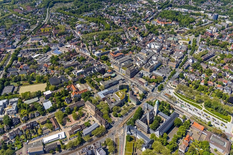 Aerial view, main centre Buer, retail centre, Buer, Gelsenkirchen, Ruhr area, North Rhine-Westphalia, Germany