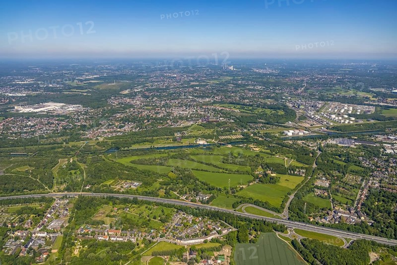 Aerial view, industrial park Nordstern, Nordsternpark, Heßler, Gelsenkirchen, Ruhr area, North Rhine-Westphalia, Germany, DE, Europe, birds-eyes view, aerial photography, aerial photography, overview, bird's eye view, commercial sites, commercial areas