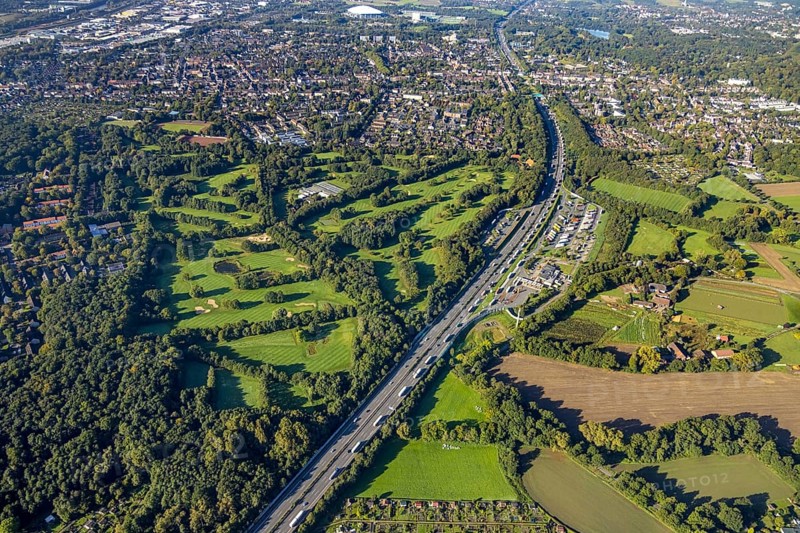 Aerial view, motorway service area Resser Mark Nord in the district Resse in Gelsenkirchen, Ruhr area, North Rhine-Westphalia, Germany, motorway A2, DE, Europe, Gelsenkirchen, aerial view, aerial photography, aerial photography, rest area, overview, bird's-eye view, overview