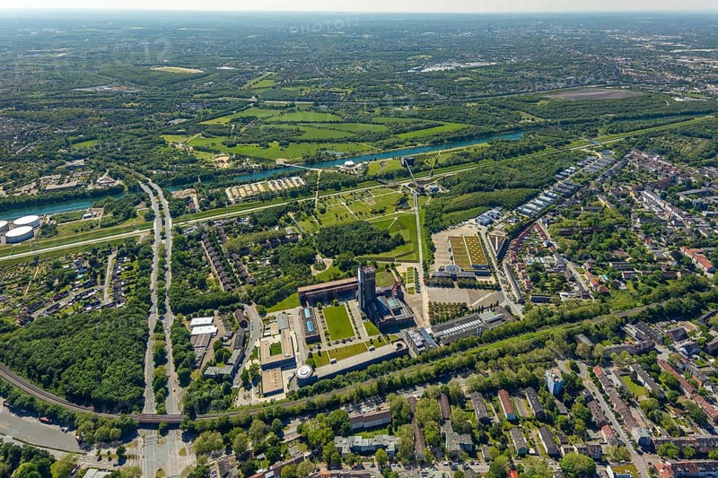 Aerial view, industrial park Nordstern, Nordsternpark, Heßler, Gelsenkirchen, Ruhr area, North Rhine-Westphalia, Germany, DE, Europe, birds-eyes view, aerial photography, aerial photography, overview, bird's eye view, commercial sites, commercial areas