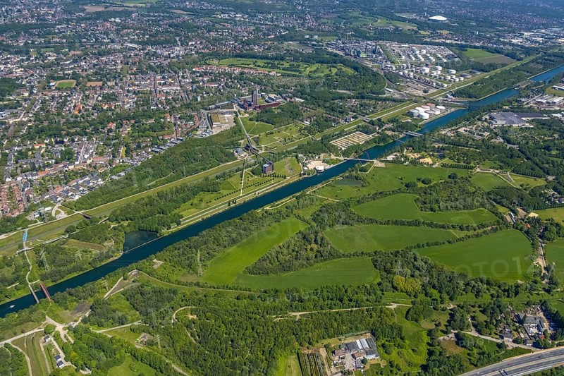 Aerial view, industrial park Nordstern, Nordsternpark, Heßler, Gelsenkirchen, Ruhr area, North Rhine-Westphalia, Germany, DE, Europe, birds-eyes view, aerial photography, aerial photography, overview, bird's eye view, commercial sites, commercial areas