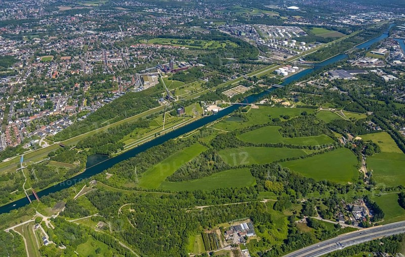 Aerial view, industrial park Nordstern, Nordsternpark, Heßler, Gelsenkirchen, Ruhr area, North Rhine-Westphalia, Germany, DE, Europe, birds-eyes view, aerial photography, aerial photography, overview, bird's eye view, commercial sites, commercial areas