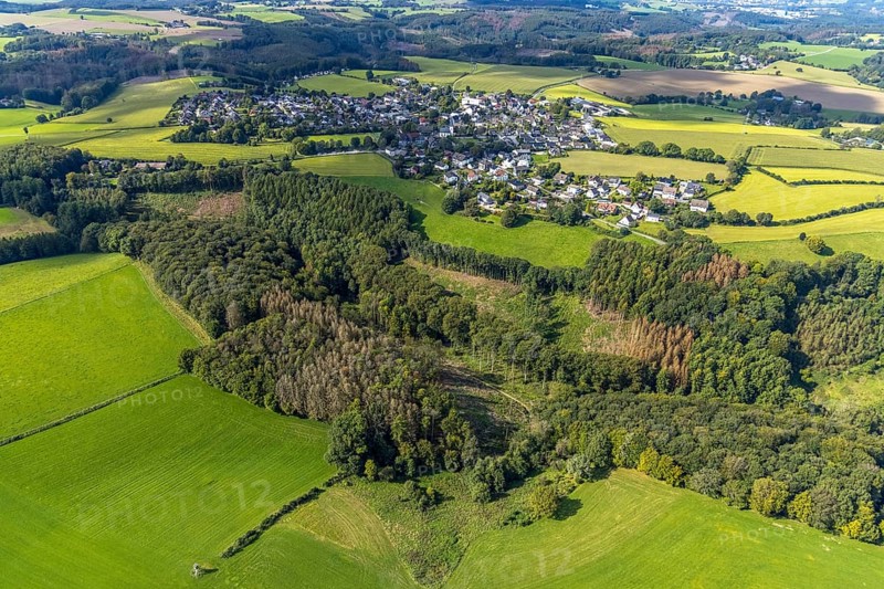 Aerial view, forest damage in the Rüggeberg district in Ennepetal, Ruhr area, North Rhine-Westphalia, Germany, DE, Ennepetal, Europe, aerial view, aerial photography, aerial photography, overview, bird's-eye view, overview