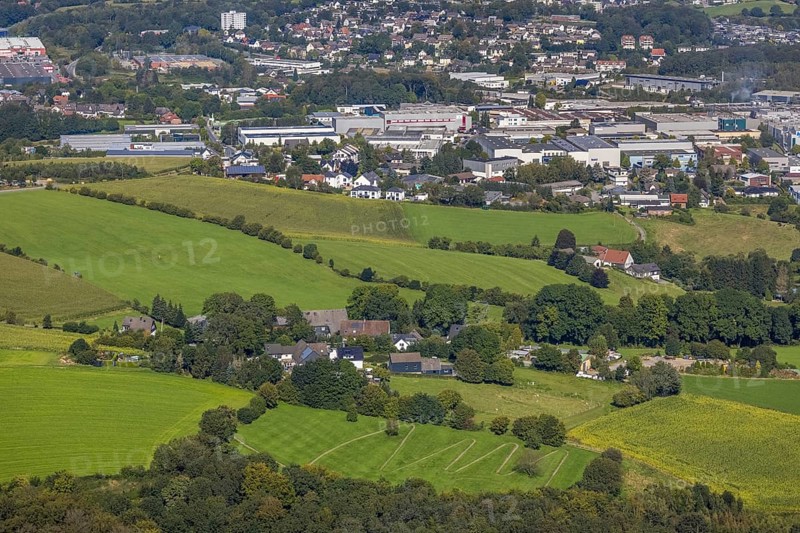 Aerial view, serpentine path at the Königsfeld clinic with view to Ennepetal in the Windgarten district in Ennepetal, Ruhr area, North Rhine-Westphalia, Germany, DE, Ennepetal, Europe, Holthausen, aerial view, aerial photography, aerial photography, serpentine shape, overview, bird's-eye view, overview