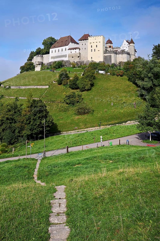 Castle of the Habsburgs, Kyburgers on an almost circular Molasse hill, Lenzburg, Canton Aargau, Switzerland