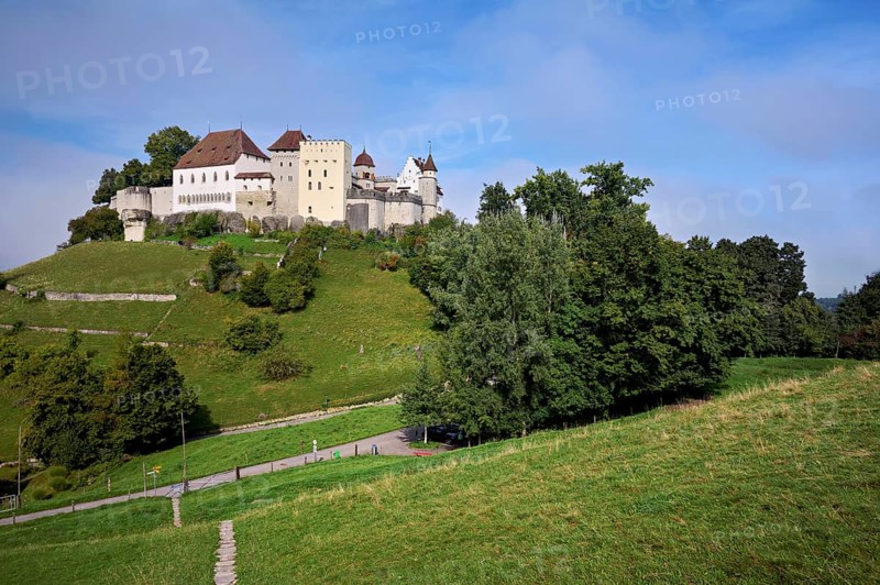Castle of the Habsburgs, Kyburgers on an almost circular Molasse hill, Lenzburg, Canton Aargau, Switzerland