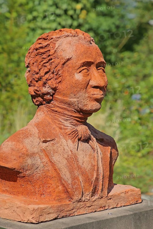 Monument to physician and doctor Johann Wilhelm Tolberg, Bust, Solepark, spa garden, Bad Salzelmen, Schönebeck, Saxony-Anhalt, Germany