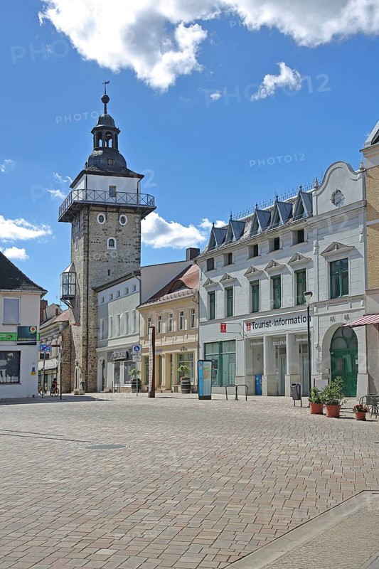 Historic salt tower, town tower, market square, Schönebeck, Saxony-Anhalt, Germany