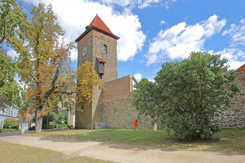 Historic Bülstring gate tower and former town fortifications, town wall, town tower, town gate, Haldensleben, Saxony-Anhalt, Germany