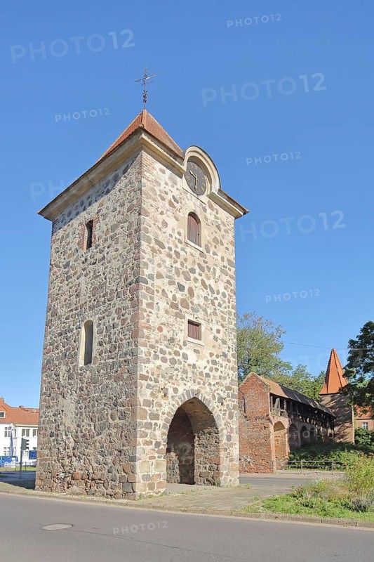 Historic Breitestraßetor, town gate, town tower, Zerbst, Fläming, Saxony-Anhalt, Germany