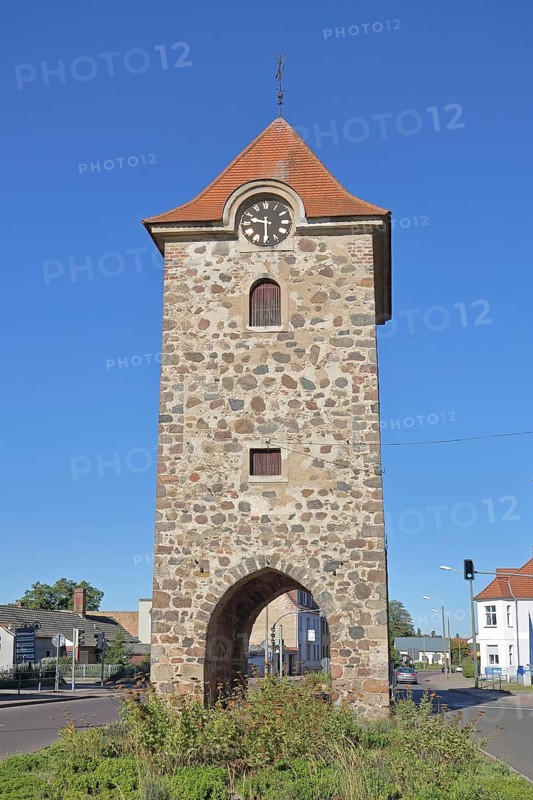 Historic Dornburger Tor, town tower, town gate, Breitestraßetor, Zerbst, Fläming, Saxony-Anhalt, Germany