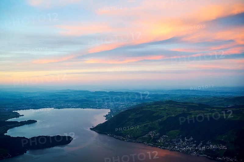 View from Rigi Kulm to Lake Zug and the Kiemen, Walchwil, Canton Zug, Switzerland