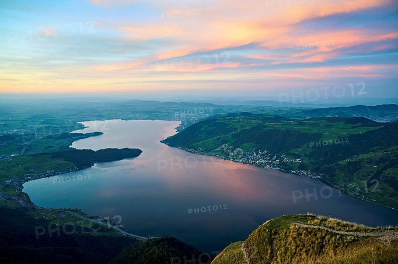 View from Rigi Kulm to Lake Zug and the Kiemen, Walchwil, Canton Zug, Switzerland