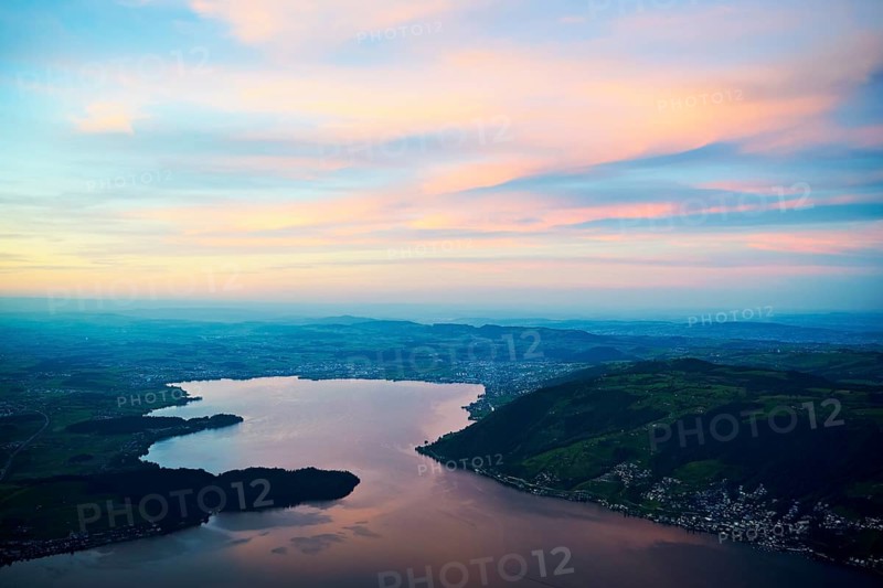 View from Rigi Kulm to Lake Zug and the Kiemen, Walchwil, Canton Zug, Switzerland