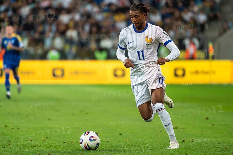 WROCLAW, POLAND - SEPTEMBER 5, 2025: Qualifications for FIFA 2026. Football match Ukraine vs France 0:2. Olise Michael