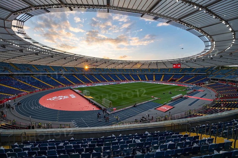 CHORZOW, POLAND - SEPTEMBER 7, 2025: Qualifications for FIFA 2026. Football match Poland vs Finland. Aerial view at the Silesian Stadium