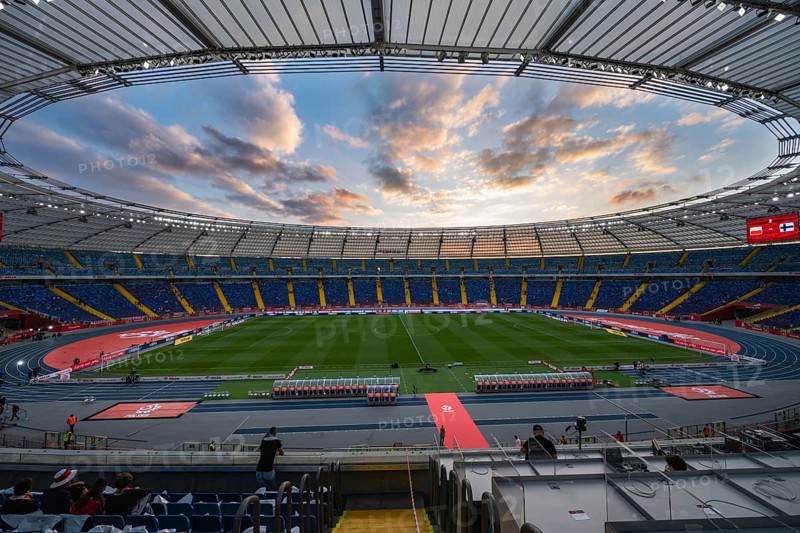 CHORZOW, POLAND - SEPTEMBER 7, 2025: Qualifications for FIFA 2026. Football match Poland vs Finland. Aerial view at the Silesian Stadium.)