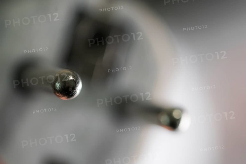 Close-up of a power plug, Schuko plug, with focus on the contact pins, symbol image for, electricity, electrical energy, power consumption, studio shot, Germany
