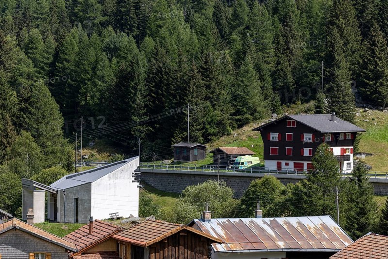 Hamlet with chapel of St James the Elder, Acla, Curaglia, Val Medel, Graubünden, Switzerland