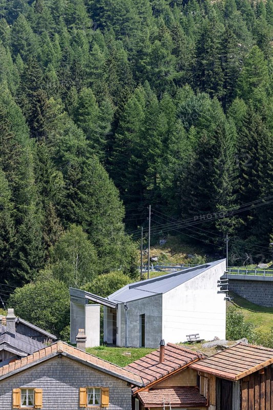 Hamlet with chapel of St James the Elder, Acla, Curaglia, Val Medel, Graubünden, Switzerland