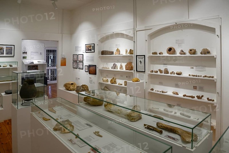 Exhibition rooms of the Jasper House Museum, Oranjemund, diamond restricted area, Karas region, Namibia