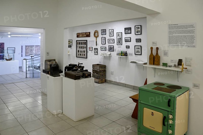 Exhibition rooms of the Jasper House Museum, Oranjemund, diamond restricted area, Karas region, Namibia