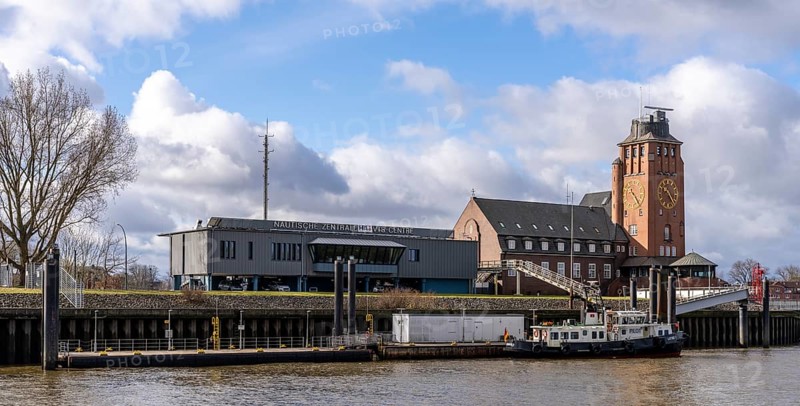 Seemannshöft pilot house at Kohlfleet harbour in Finkenwerder, Hamburg, Germany
