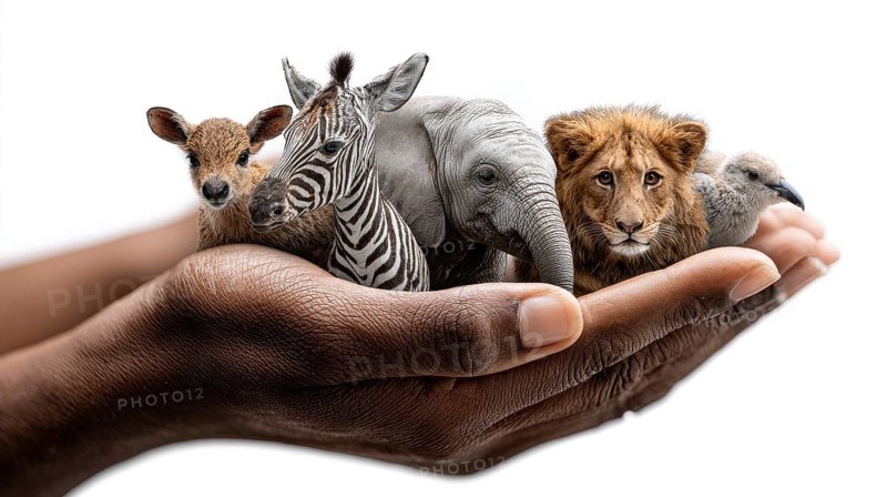 Concept of wildlife preservation and nature conservation in the age of AI and sustainable technologies, AI generated