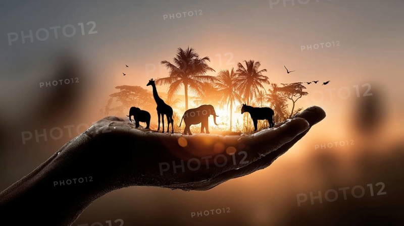 Concept of wildlife preservation and nature conservation in the age of AI and sustainable technologies, AI generated