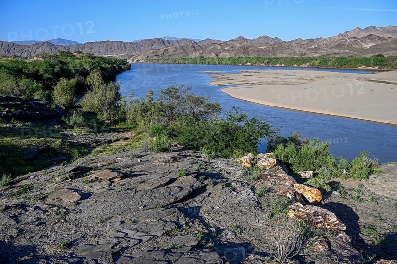 Landscape along the Oranje River, near Oranjemund, Karas Region, Namibia