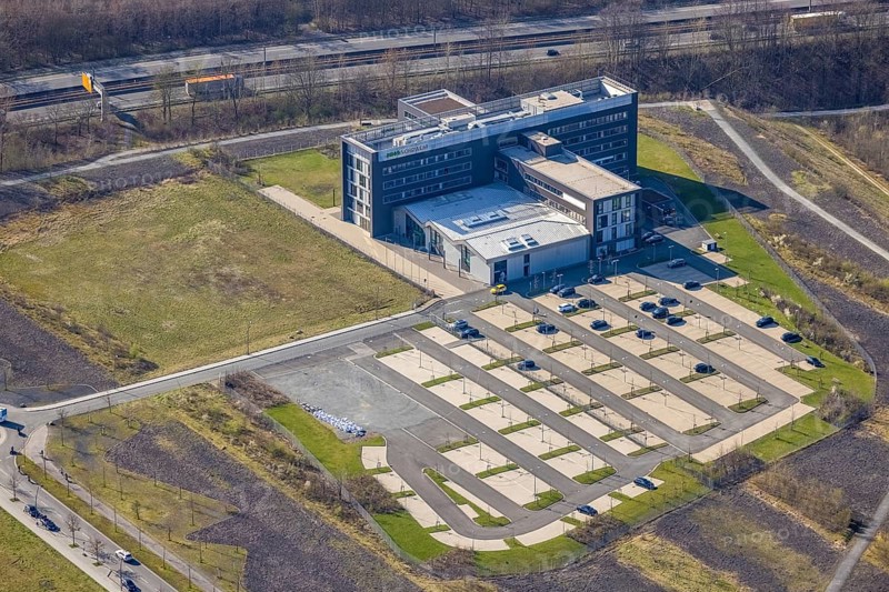 Aerial view, Technology Park Phoenix-West, HAGRO Haustechnik Großhandel, NORDWEST Handel AG, Hörde, Dortmund, Ruhr area, North Rhine-Westphalia, Germany, DE, Europe, commercial enterprises, commercial area, commercial park, commercial location, commercial use, industrial area, industrial location, aerial photograph, aerial photography, aerial photography, Robert-Schuman-Straße, overview, bird's-eye view, birds-eyes view, overview