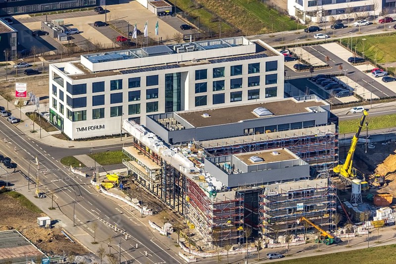 Aerial view, Technology Park Phoenix West, Daikin Chemical Europe, TMM, Hacheney, Dortmund, Ruhr area, North Rhine-Westphalia, Germany, Carlo-Schmid-Allee, DE, Europe, commercial enterprises, commercial area, commercial park, commercial site, commercial use, industrial area, industrial building, industrial site, aerial view, aerial photography, aerial photography, overview, bird's-eye view, overview