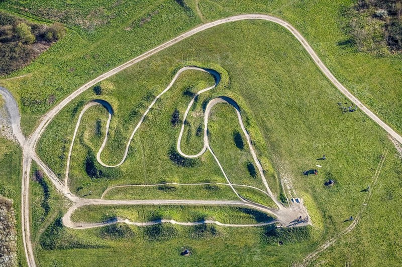 Aerial view, sports facility Mountainbike-Arena EDG, Deusen, Dortmund, Ruhr area, North Rhine-Westphalia, Germany, DE, Europe, Halde Deusenberg, aerial view, aerial photography, aerial photography, sports, overview, bird's-eye view, overview