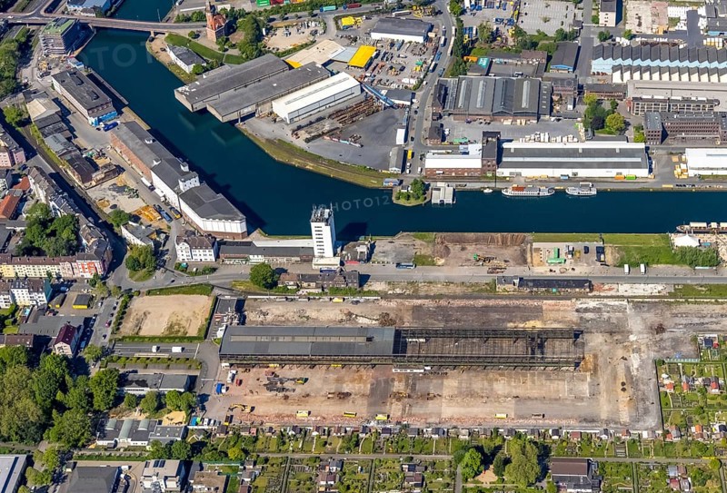 Aerial view, coal harbour of the inland port Dortmunder Hafen AG in Dortmund in the federal state of North Rhine-Westphalia, Germany, Dortmund, Ruhr area, North Rhine-Westphalia, DE, Europe, birds-eyes view, aerial photography, aerial photography, overview, bird's eye view, Dortmund harbour, inland port, Dortmund-Ems canal, freight traffic