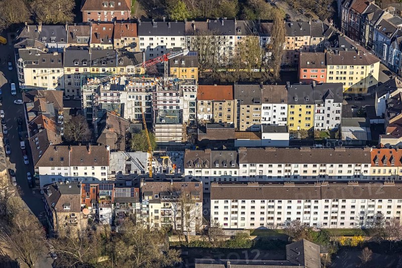 Aerial view, building sin in the classic perimeter block development, penthouse, Dorotheenstraße, Adlerstraße construction site, Dorstfelder Brücke, Dortmund, Ruhr area, North Rhine-Westphalia, Germany, construction work, construction area, construction site, building plots, construction project, construction site, DE, Europe, property tax, real estate, aerial view, aerial photography, aerial photography, overview, bird's-eye view, residential complex, living and living, residential area, residential buildings, residential quality, residential neighbourhood, residential estate, birds-eyes view, overview