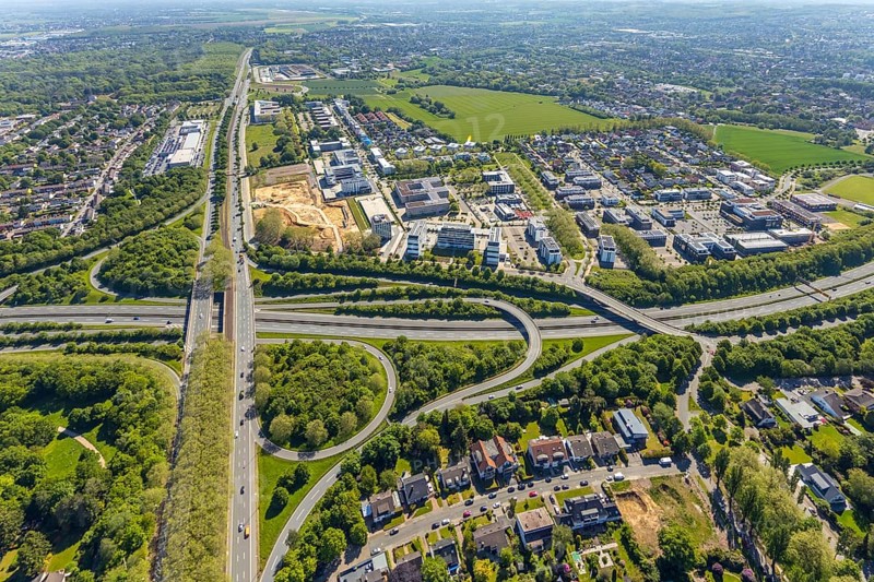Aerial view, construction site and new building Continentale Directorate, intersection federal road B1 and federal road B236, Europaplatz and Westfalendamm, Dortmund, Ruhr area, North Rhine-Westphalia, Germany, construction work, construction area, construction site, building plots, construction project, construction site, DE, Europe, commercial enterprises, commercial area, commercial area, commercial park, commercial site, commercial use, industrial area, industrial site, intersection, aerial view, aerial photography, aerial photography, new construction, road traffic, overview, bird's-eye view, overview