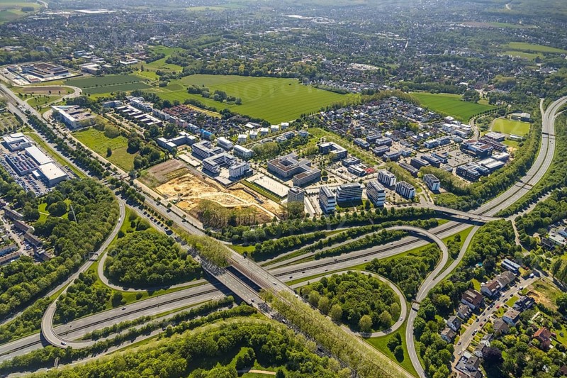 Aerial view, construction site and new building Continentale Directorate, intersection federal road B1 and federal road B236, Europaplatz and Westfalendamm, Dortmund, Ruhr area, North Rhine-Westphalia, Germany, construction work, construction area, construction site, building plots, construction project, construction site, DE, Europe, commercial enterprises, commercial area, commercial area, commercial park, commercial site, commercial use, industrial area, industrial site, intersection, aerial view, aerial photography, aerial photography, new construction, road traffic, overview, bird's-eye view, overview