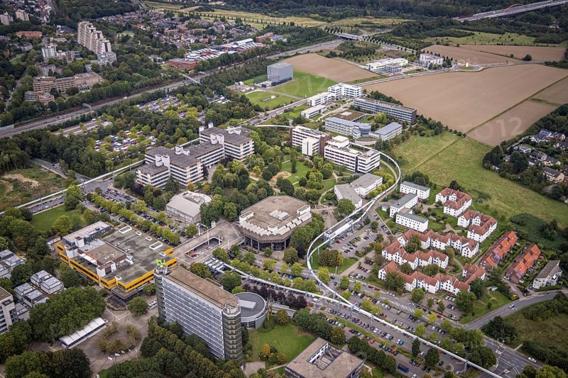 Aerial view, Technical University Dortmund Campus North and Dorstfelder Hannibal II building in the district Dorstfeld in Dortmund, Ruhr area, North Rhine-Westphalia, Germany, education, DE, Dortmund, Europe, large residential complex, aerial view, aerial photography, aerial photography, overview, university, bird's eye view, living and life, birds-eyes view, overview